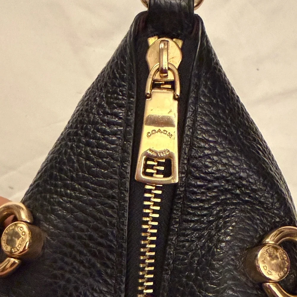 Coach slouchy satchel Signature Black and Brown leather Tote